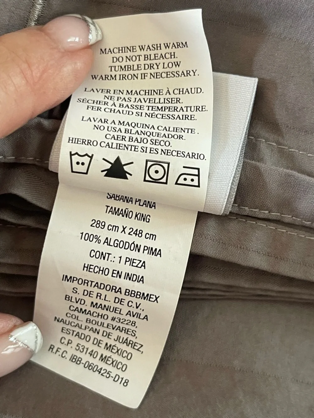 Wamsutta Damask Stripe Pimacott Gray King Flat Sheet 500TC Pima Cotton